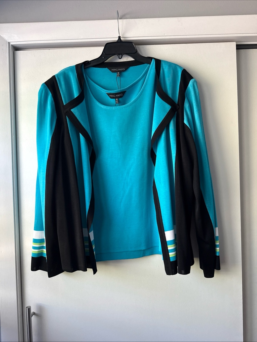 MING WANG Knit Jacket & Shell Set 2X
